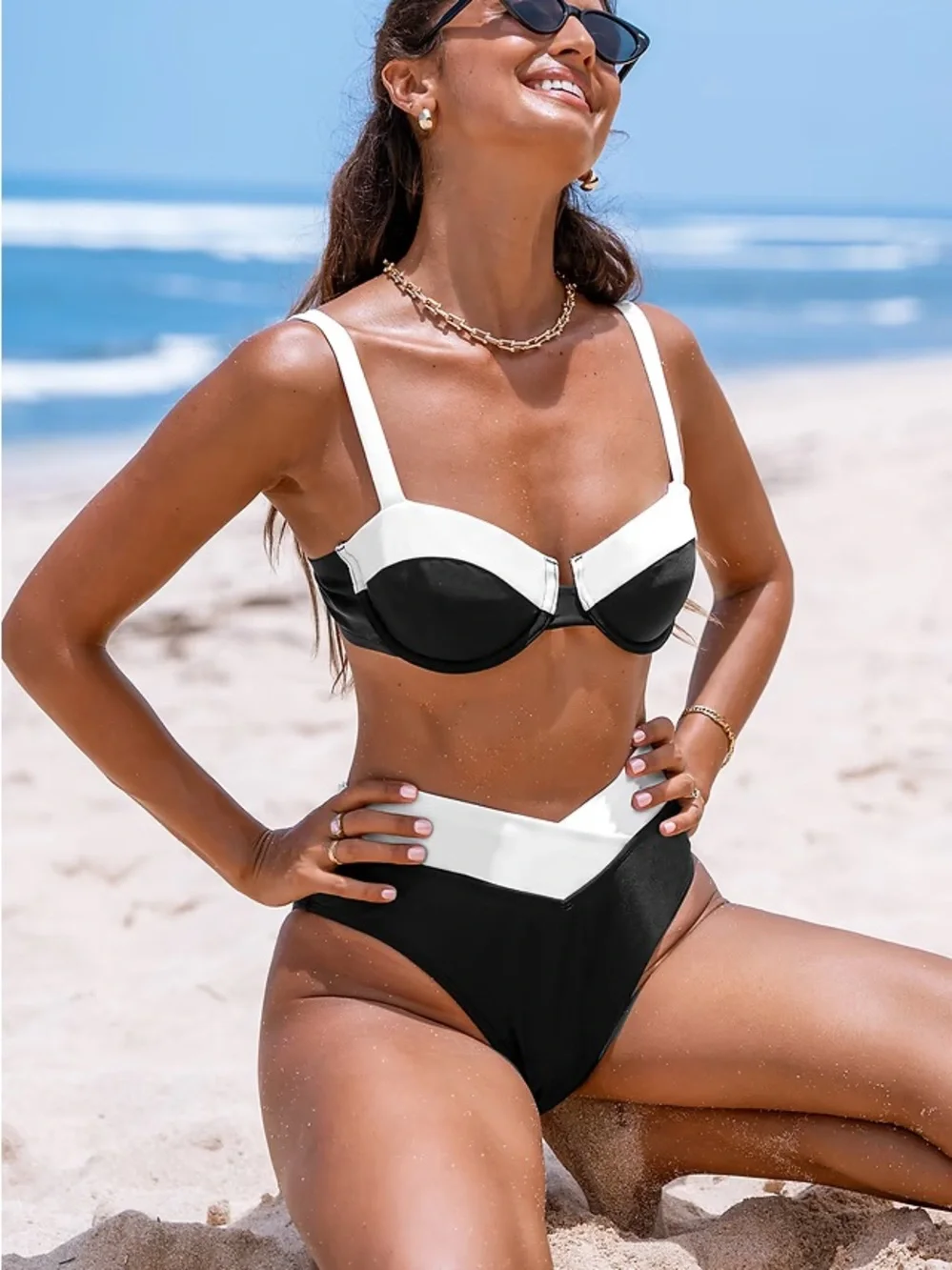 NWT CUPSHE x JoJo Colorblock Underwire Bikini Set | Medium | Black/White